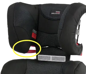 Sash guide on the Britax Hi-Liner