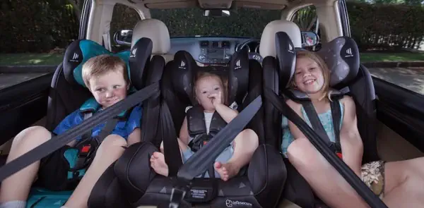 Three Infa Secure Quattro seats across the back with children rear-facing