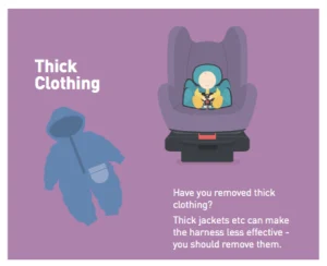 Bulky clothing under car seat harness